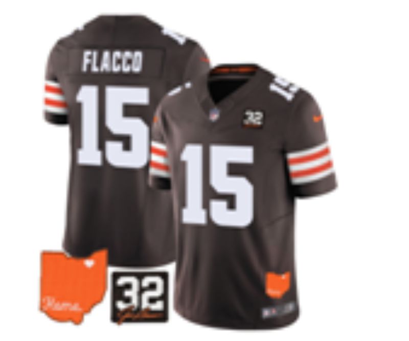Men 2025 Cleveland Browns #15 Flacco brown Third Generation Nike Limited NFL Jersey style 02